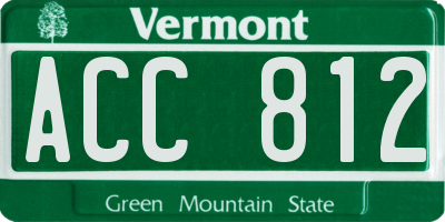 VT license plate ACC812