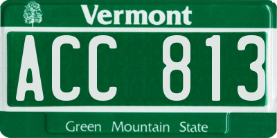 VT license plate ACC813