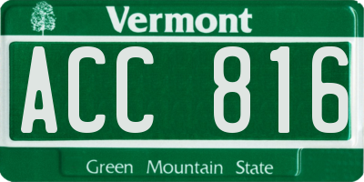 VT license plate ACC816