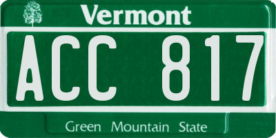 VT license plate ACC817