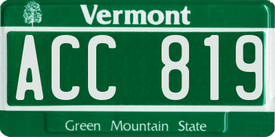 VT license plate ACC819