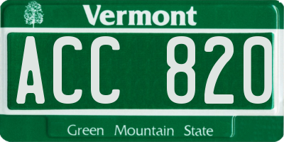 VT license plate ACC820