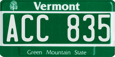 VT license plate ACC835