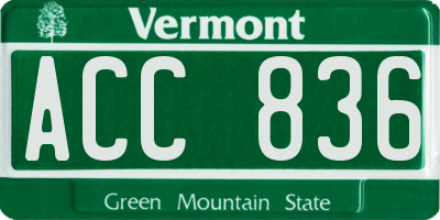 VT license plate ACC836