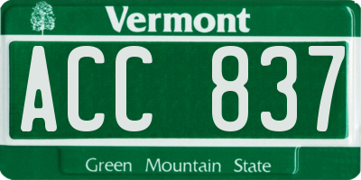 VT license plate ACC837