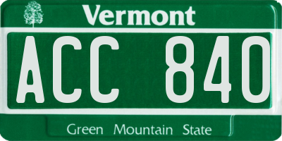 VT license plate ACC840