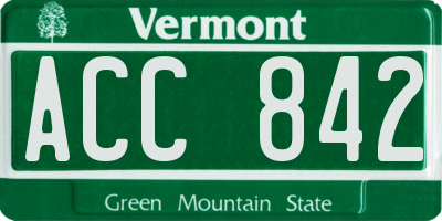 VT license plate ACC842