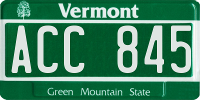 VT license plate ACC845