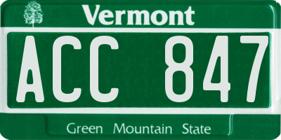 VT license plate ACC847