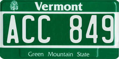 VT license plate ACC849