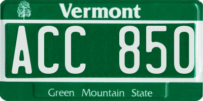 VT license plate ACC850