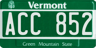 VT license plate ACC852