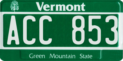 VT license plate ACC853