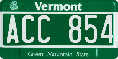 VT license plate ACC854