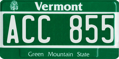 VT license plate ACC855