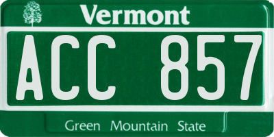 VT license plate ACC857