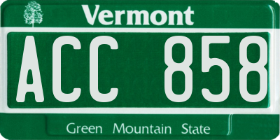 VT license plate ACC858