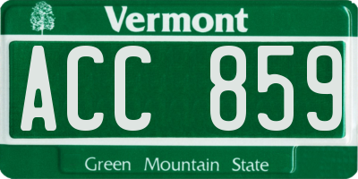 VT license plate ACC859