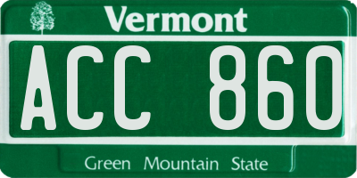 VT license plate ACC860