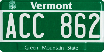 VT license plate ACC862