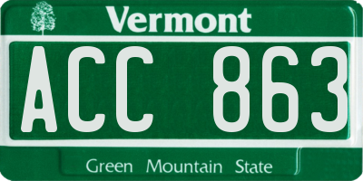 VT license plate ACC863