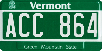 VT license plate ACC864