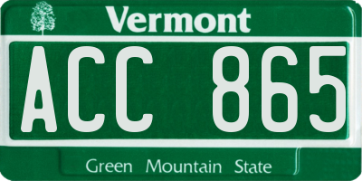 VT license plate ACC865