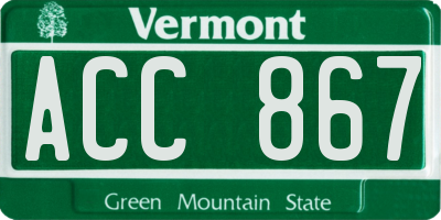 VT license plate ACC867