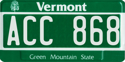 VT license plate ACC868