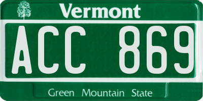 VT license plate ACC869