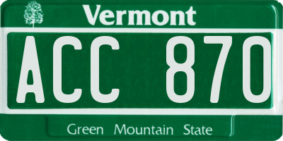 VT license plate ACC870