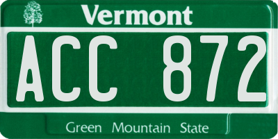 VT license plate ACC872