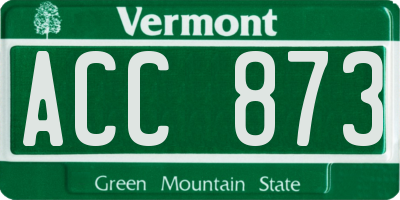 VT license plate ACC873