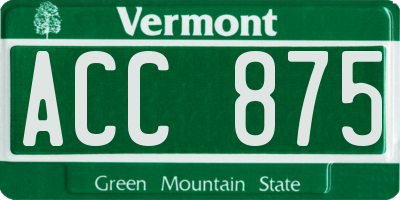 VT license plate ACC875