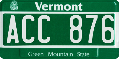 VT license plate ACC876