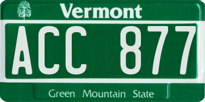 VT license plate ACC877