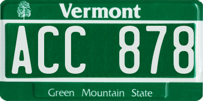VT license plate ACC878