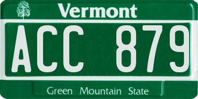 VT license plate ACC879