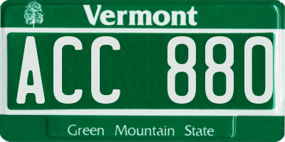 VT license plate ACC880