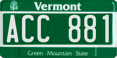 VT license plate ACC881