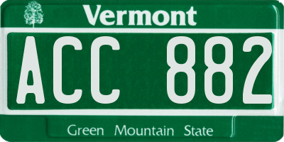 VT license plate ACC882