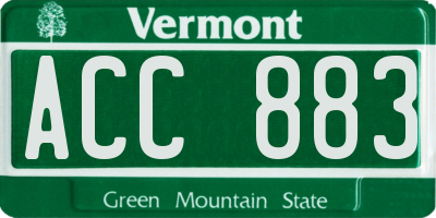 VT license plate ACC883