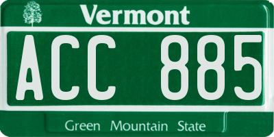 VT license plate ACC885