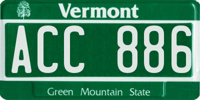 VT license plate ACC886