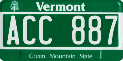 VT license plate ACC887