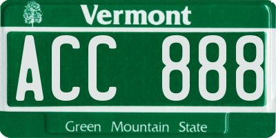 VT license plate ACC888