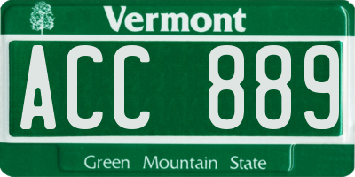 VT license plate ACC889