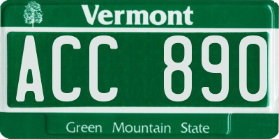 VT license plate ACC890