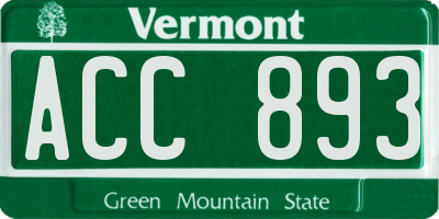 VT license plate ACC893