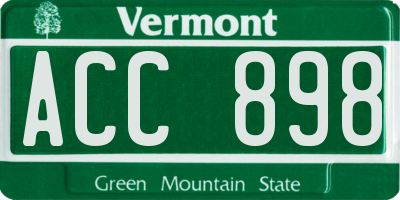 VT license plate ACC898